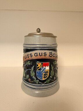 Vintage Original KING #304 German Beer Stein 1/2L Gruss aus Bayern Pewter Lid